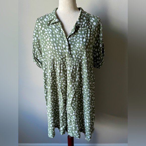 Kori Dresses & Skirts - NWT | Kori America | Spotty Dot Babydoll Dress | Sage | Small